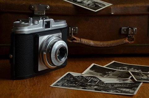 Vintage film camera and photos